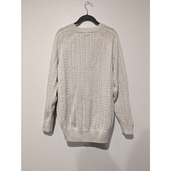 Athleta Crossroads Metallic Silver Cable Knit Sweater - Picture 4 of 8